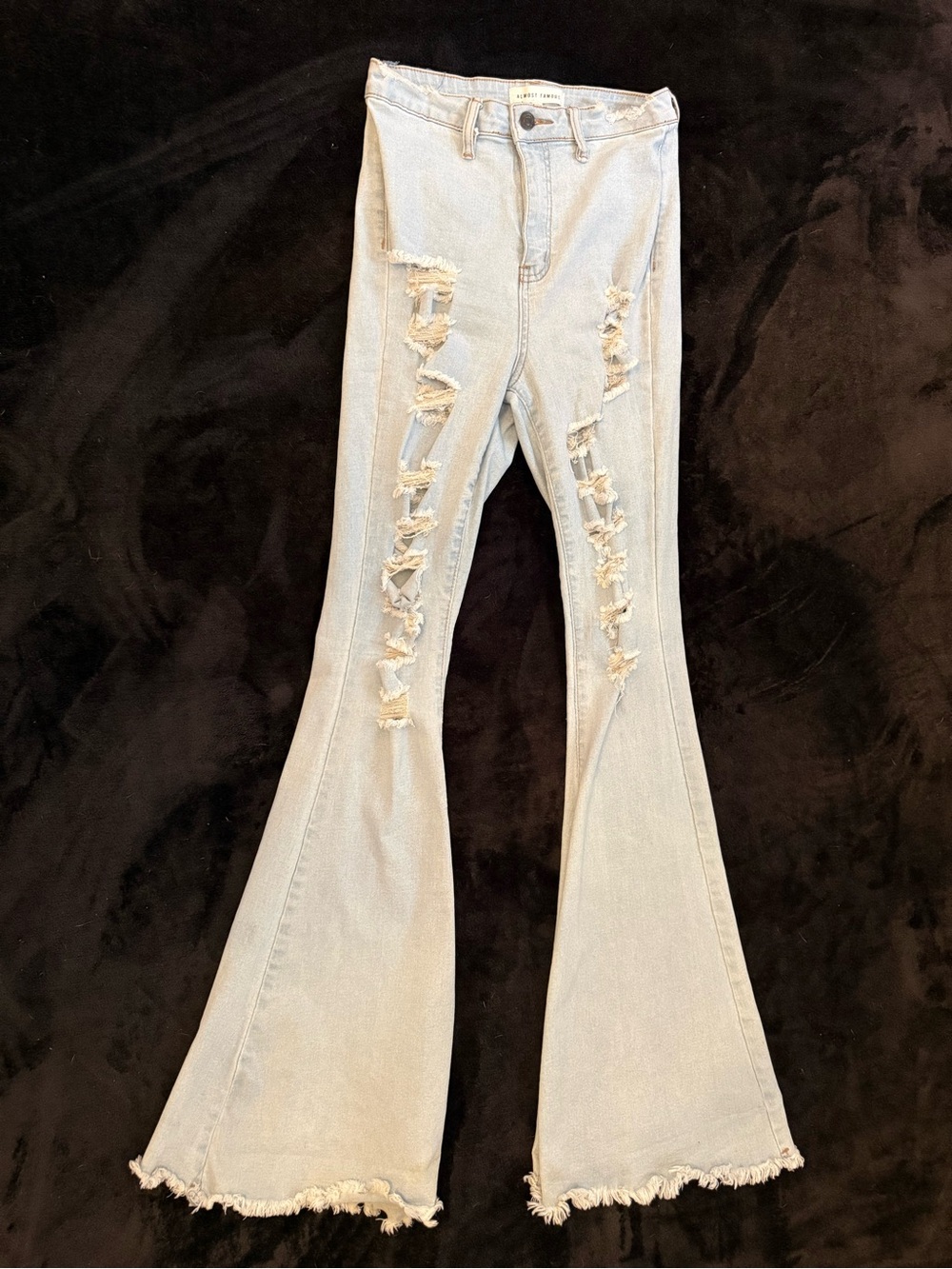 Light Wash Distressed Flare Jeans - Tall Girl Friendly